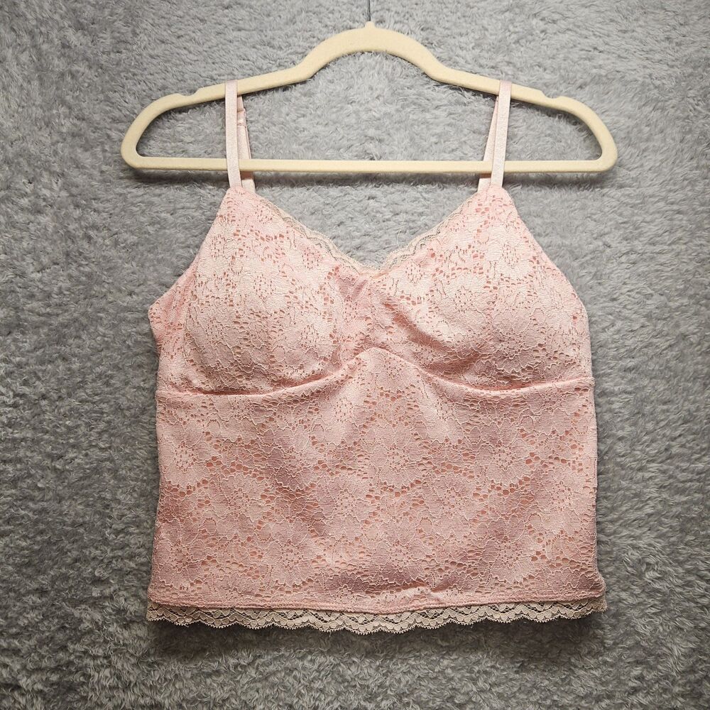 No Boundaries Womens Junior Pink Lace Blouse Size Large Coquette Y2K